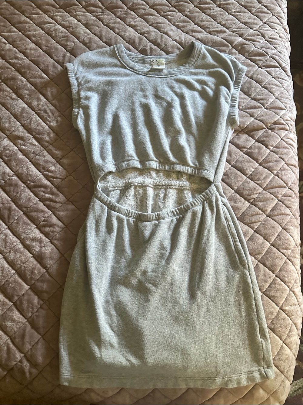 aerie Light Gray Cutout sweatshirt mini Dress pool cover up